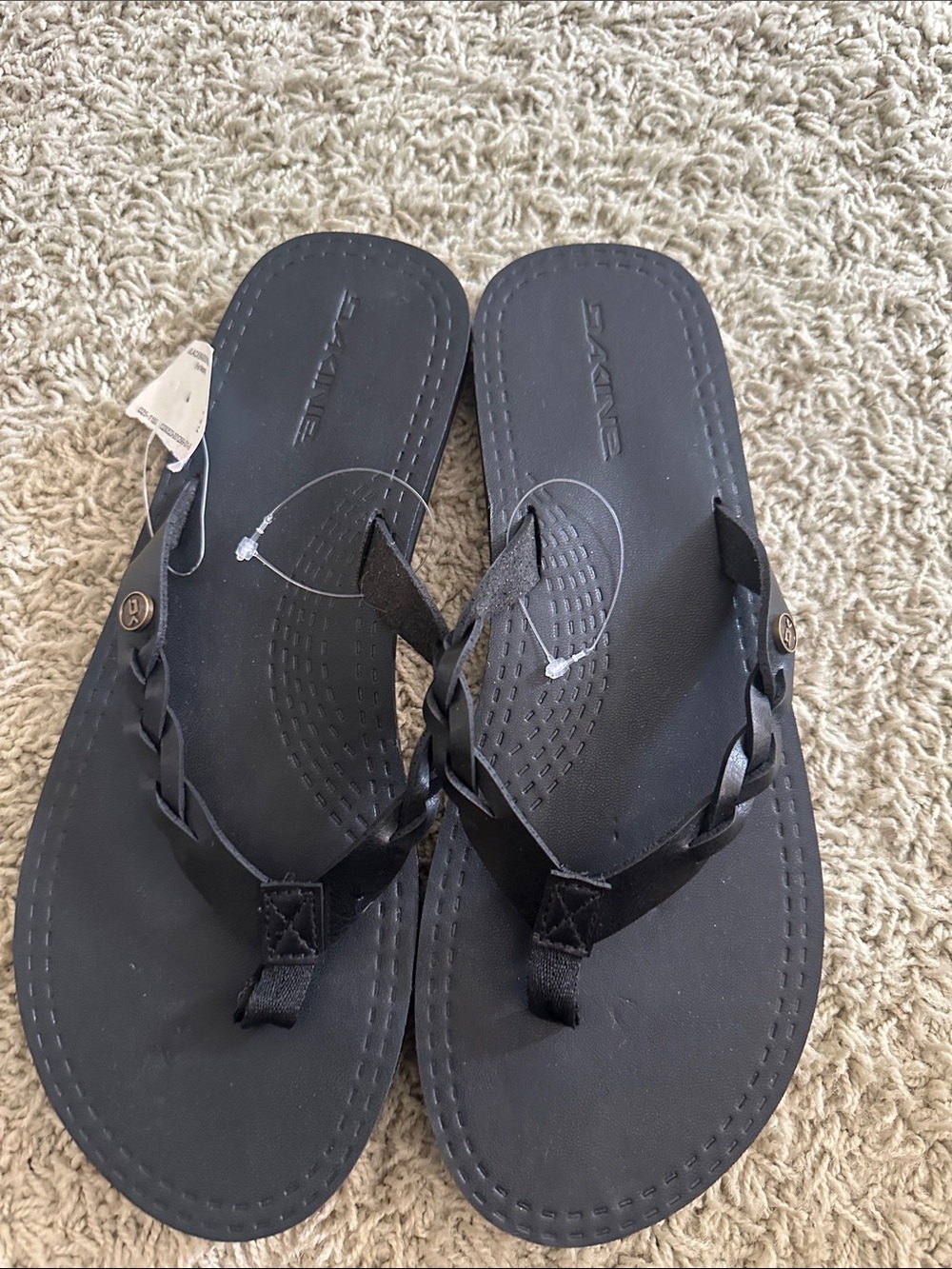Dakine Black Braided Flip Flop Sandals Sz 9 New